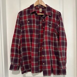 Duluth Trading Co Red Plaid Women's Button Down Shirt